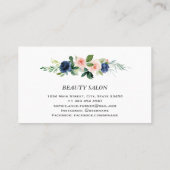 ピンクユニークブルー花プロフェッショナルヘアスタイリスト 名刺 (裏面)