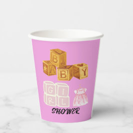 ピンクユニークベビーガールサイコロベビーシャワー抱き枕 紙コップ