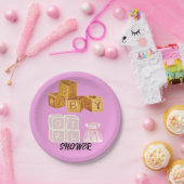 ピンクユニークベビーガールサイコロベビーシャワー ペーパープレート (パーティー)