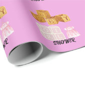 ピンクユニークベビーガールサイコロベビーシャワー ラッピングペーパー (ロールコーナー)