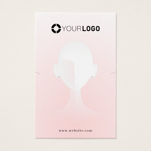 ピンクユニークポートレートカスタムロゴのイヤリングディスプレイ (正面)