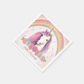 ピンクユニークユニコーン,バラ,レインボーバースデーパーティー スタンダードカクテルナプキン (角)