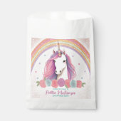 ピンクユニークユニコーン，バラ，レインボー誕生日 フェイバーバッグ (正面)