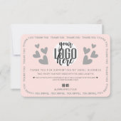 ピンクユニーク縁どハートのロゴカスタマーに感謝 サンキューカード (正面)