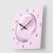 ピンクユニーク色のバブルクロックの黒い数字 スクエア壁時計 (傾斜)
