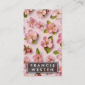 ピンクユニーク花模様花文写真 名刺 (正面)