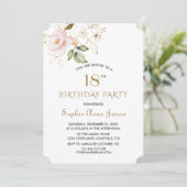 ピンクユニーク赤面金ゴールド花18誕生日 招待状 (スタンド正面)