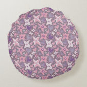 ピンクユニーク/紫で自分の柄になる ラウンドクッション (裏面)