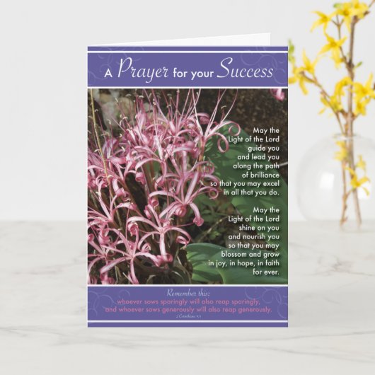 ピンクユリの成功 カード (黄色い花)