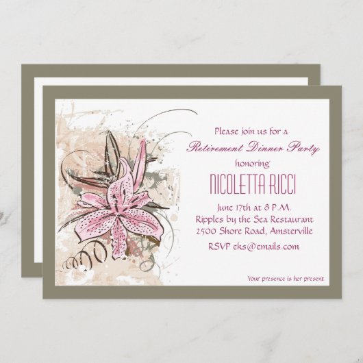 ピンクユリの招待状 招待状 (正面/裏面)