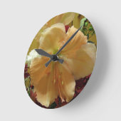 ピンクユリの花束の柱時計 ラウンド壁時計 (傾斜)