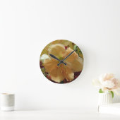 ピンクユリの花束の柱時計 ラウンド壁時計 (ホーム)