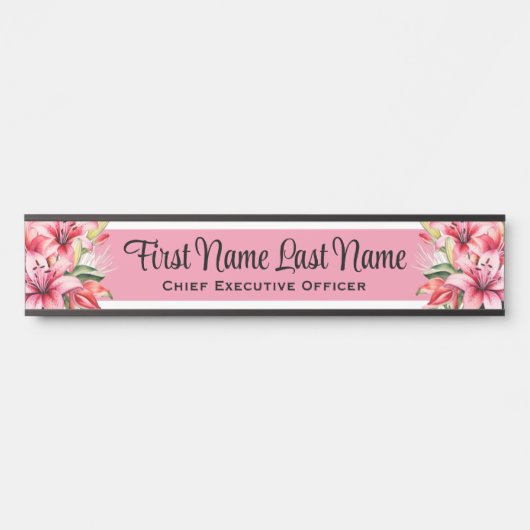 ピンクユリフローラオフィスドアシンボルや象徴名プレート サインプレート (正面)