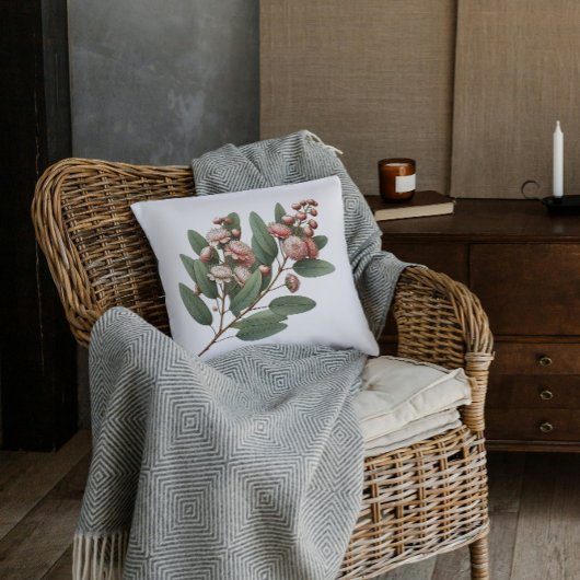 ピンクユーカリプタスブロッサムインスパイア自然アート クッション