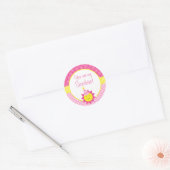 ピンクユーズマイサンシャイン水玉模様1歳 ラウンドシール (封筒)