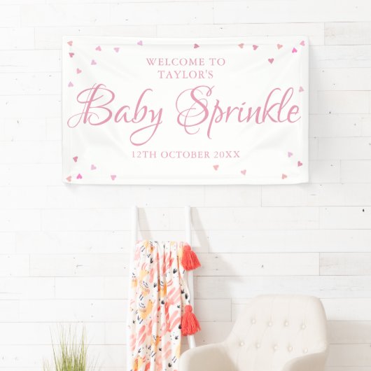 ピンクラかわいらしブハートズベビーガールスプリンクルウェルカム 横断幕 (インサイチュ)
