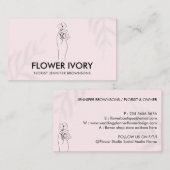 ピンクライトシンプルハンドホールフラワービジネス 名刺 (正面/裏面)