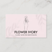 ピンクライトシンプルハンドホールフラワービジネス 名刺 (正面)