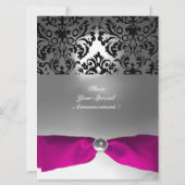 ピンクライトフューシャーダマスクジェムストーンモノグラム 招待状 (裏面)