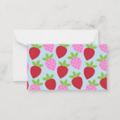 ピンクライトブルーストロベリーフルーツ名前をカスタムするスモール ノートカード (裏面)