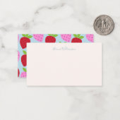 ピンクライトブルーストロベリーフルーツ名前をカスタムするスモール ノートカード (正面/裏面インサイチュ)