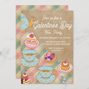 ピンクライトブルーフェミニンガレンティーヌデイティーパーティー 招待状