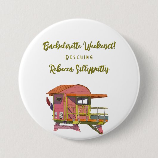 ピンクライフガードビベスバチェロレッテ週末 缶バッジ (正面)