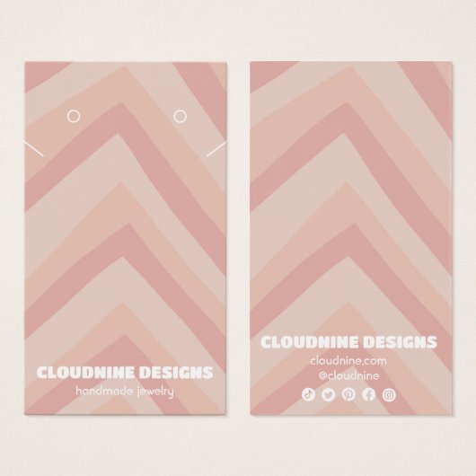 ピンクラインズイヤリングネックレスジュエリーディスプレイカード (正面&裏面)