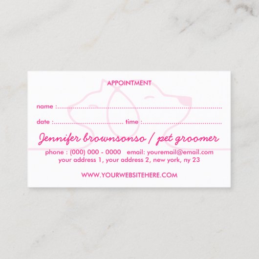 ピンクラインロゴキャットドッグペットアポイントメント 名刺 (裏面)