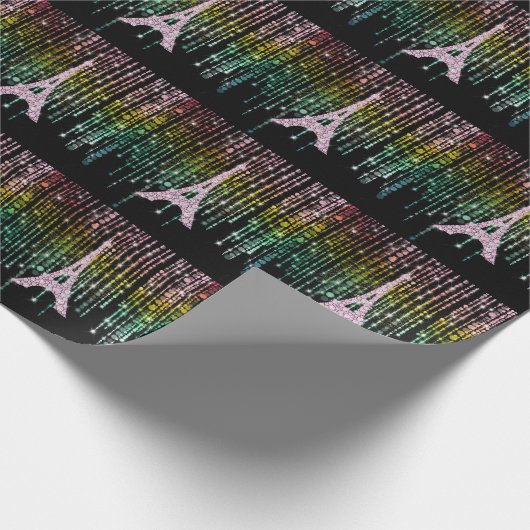 ピンクライン石エッフェルタワー ラッピングペーパー (角)