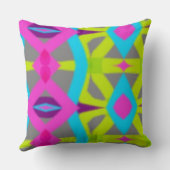 ピンクラカラフルイムグリーンブルー抽象芸術パターン クッション (裏面)