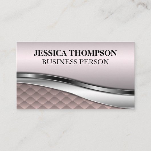 ピンクラグジュアリータイル |金属の背景 名刺 (正面)
