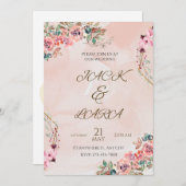 ピンクラグジュアリー結婚式招待状 招待状 (正面/裏面)