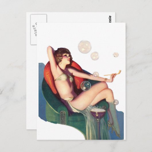 ピンクラシックアップ付き気泡 ポストカード (正面/裏面)