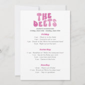 ピンクラストディスコシンプルレトロバチェロレッテ週末 招待状 (裏面)