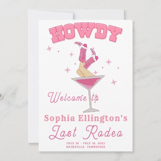 ピンクラストロデオバチェロレッテ週末 招待状 (正面)