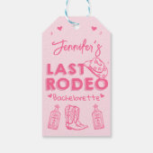 ピンクラストロデオ女性のカーボーイバチェロレッテ ギフトタグ (裏面)