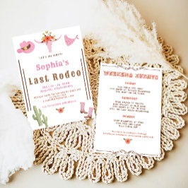 ピンクラストロデオ女性のカーボーイバチェロレッテ 招待状