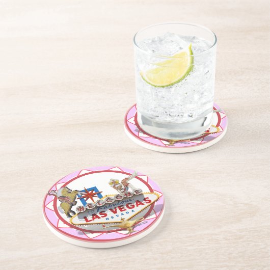 ピンクラスベガストランプのポーカーチップ コースター (側面)