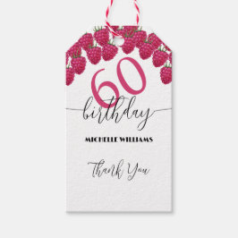 ピンクラズベリーウォーターカラーアートカリグラフィー誕生日 ギフトタグ