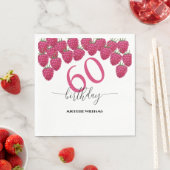 ピンクラズベリーウォーターカラーアートカリグラフィー誕生日 スタンダードランチョンナプキン (インサイチュ)