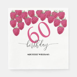 ピンクラズベリーウォーターカラーアートカリグラフィー誕生日 スタンダードランチョンナプキン