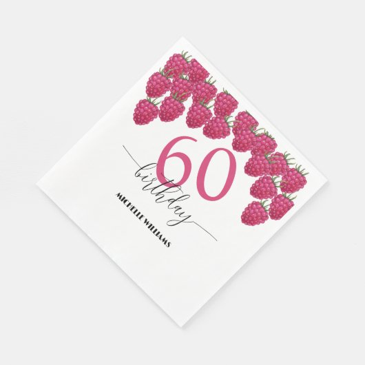 ピンクラズベリーウォーターカラーアートカリグラフィー誕生日 スタンダードランチョンナプキン (角)