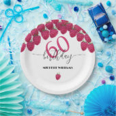 ピンクラズベリーウォーターカラーアートカリグラフィー誕生日 ペーパープレート (パーティー)