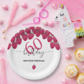 ピンクラズベリーウォーターカラーアートカリグラフィー誕生日 ペーパープレート (パーティー)