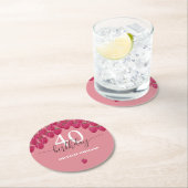 ピンクラズベリーウォーターカラーアートカリグラフィー誕生日 ラウンドペーパーコースター (インサイチュ)