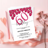 ピンクラズベリーウォーターカラーアートカリグラフィー誕生日 招待状