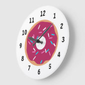 ピンクラズベリーガラスドーナツ ラージ壁時計 (傾斜)