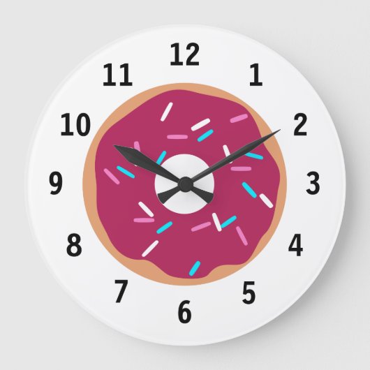 ピンクラズベリーガラスドーナツ ラージ壁時計 (正面)