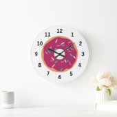 ピンクラズベリーガラスドーナツ ラージ壁時計 (ホーム)